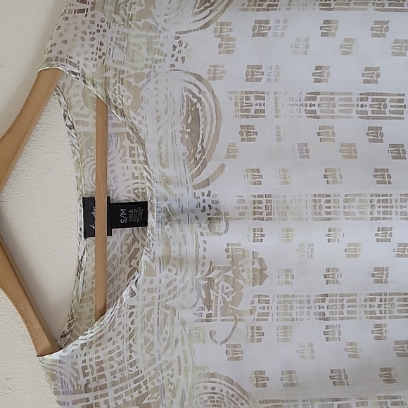 Chico's Travelers White Tan Sheer Topper Poncho Size S/M - Picture 2 of 7